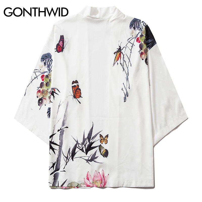 Butterfly Print Japanese Kimono Cardigan Shirts Jackets Streetwear Mens Fashion Casual Open Front Coats Tops Outwear, White
Butterfly Print Japanese Kimono Cardigan Shirts Jackets Streetwear Mens Fashion Casual Open Front Coats Tops Outwear, White
