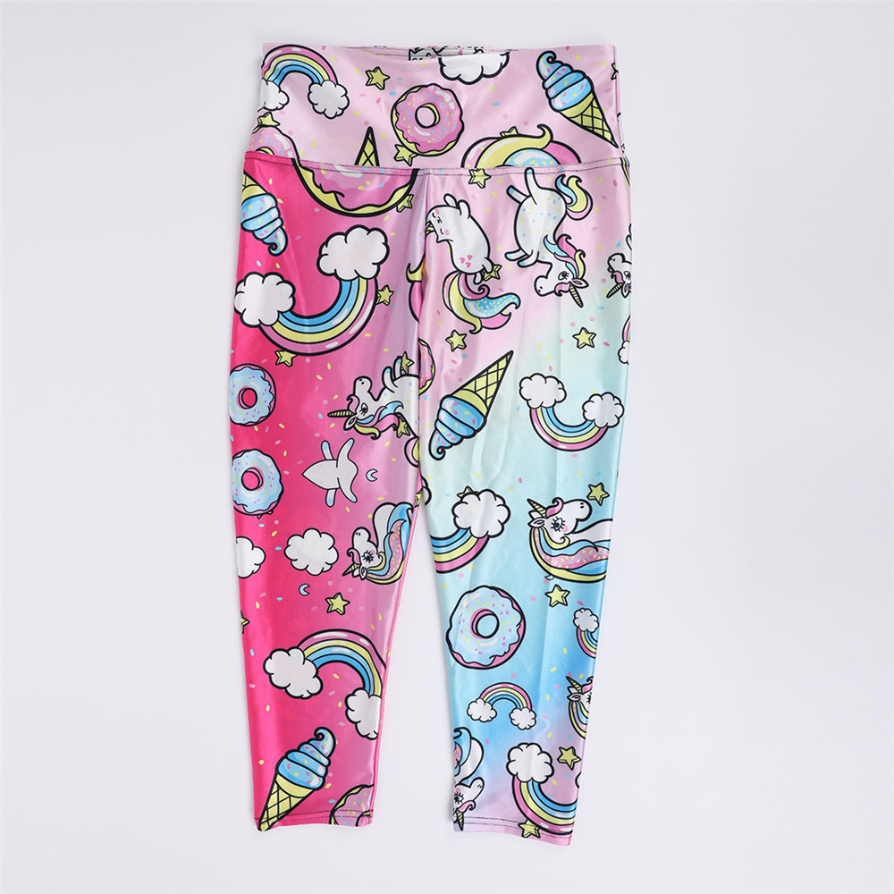 FCCEXIO New Style Fashion Elastic Force Fitness Women Leggings Workout Pants Sporting Skinny Leggings Rainbow Unicorn eggins 201203