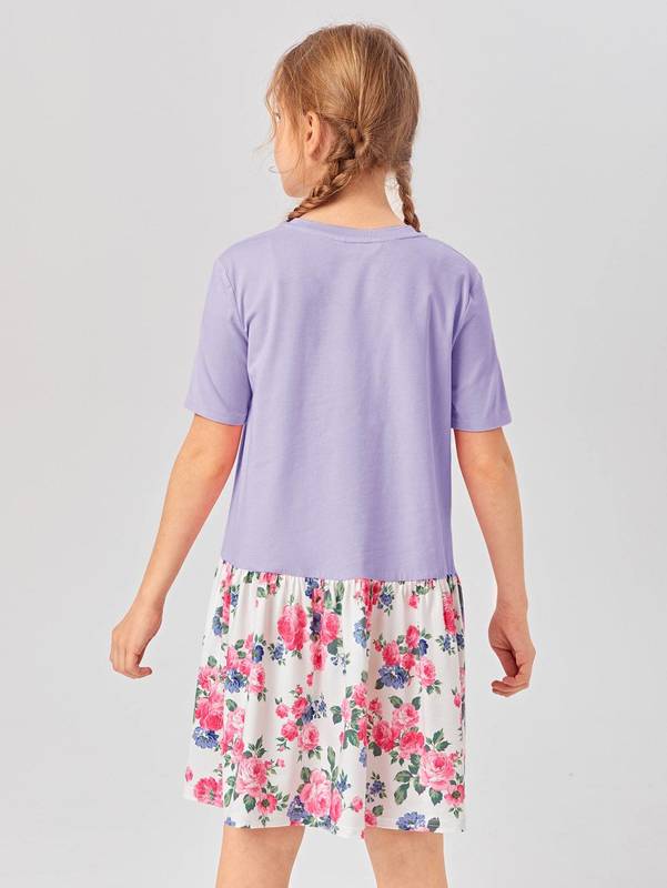 Girls Floral Ruffle Hem Smock Dress SHE