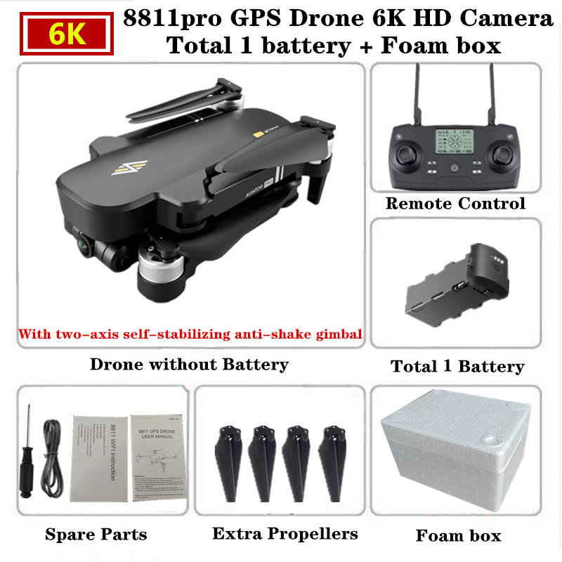 8811pro GPS Drone 4K ESC HD Camera with Two-axis PTZ RC Quadcopter GPS Brushless motor Foldable Dron VS SG906pro L109pro F11, Foam box 1 battery
8811pro GPS Drone 4K ESC HD Camera with Two-axis PTZ RC Quadcopter GPS Brushless motor Foldable Dron VS SG906pro L109pro F11, Foam box 1 battery