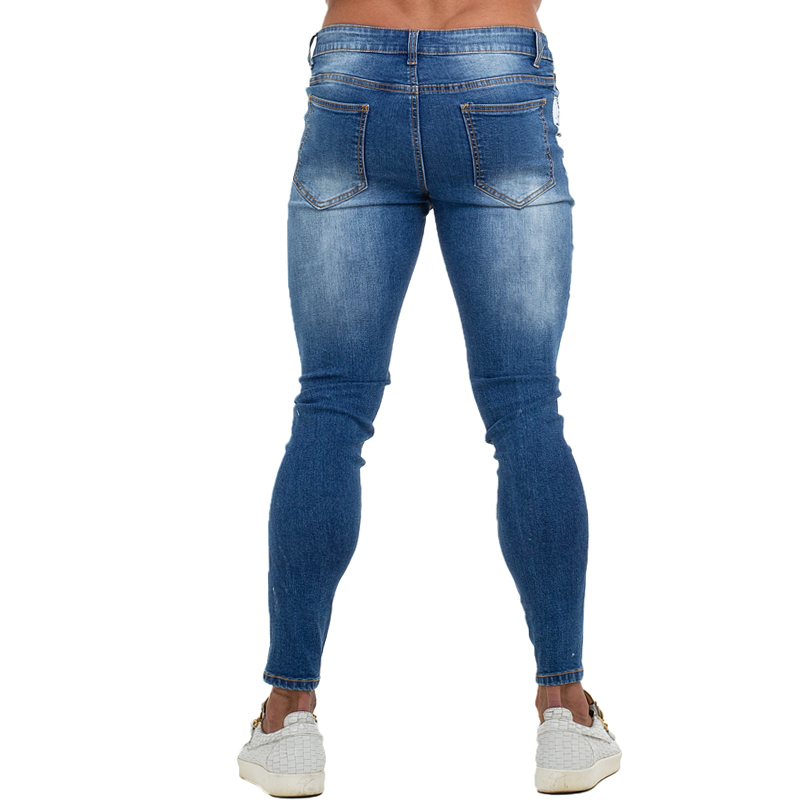 Gingtto Mens Skinny Jeans Slim Fit Ripped Jeans Big and Tall Stretch Blue Men Jeans for Men Distressed Elastic Waist zm54 201223
