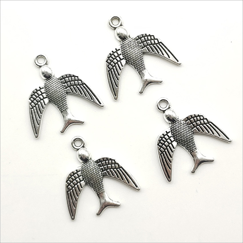 Lot 100pcs Swallow Bird Antique Silver Charms Pendants for jewelry making Earring Necklace Bracelet Key chain accessories 21*19mm
Lot 100pcs Swallow Bird Antique Silver Charms Pendants for jewelry making Earring Necklace Bracelet Key chain accessories 21*19mm