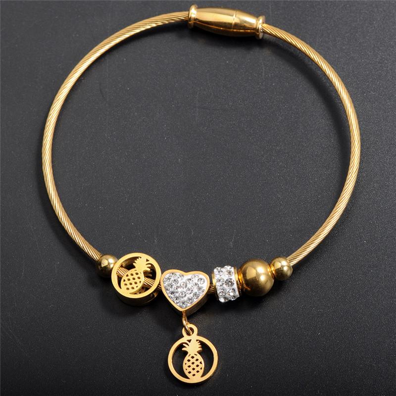316L Stainless Steel Rhinestone Heart Bangles For Women Pineapple Star Animal Butterfly Pendant Pulseras
316L Stainless Steel Rhinestone Heart Bangles For Women Pineapple Star Animal Butterfly Pendant Pulseras