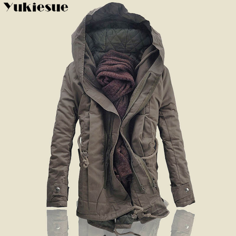 New Men Padded Parka Cotton Coat Winter Hooded Jacket Mens Fashion large size Coat Thick Warm Parkas Black army green 6XL 201026