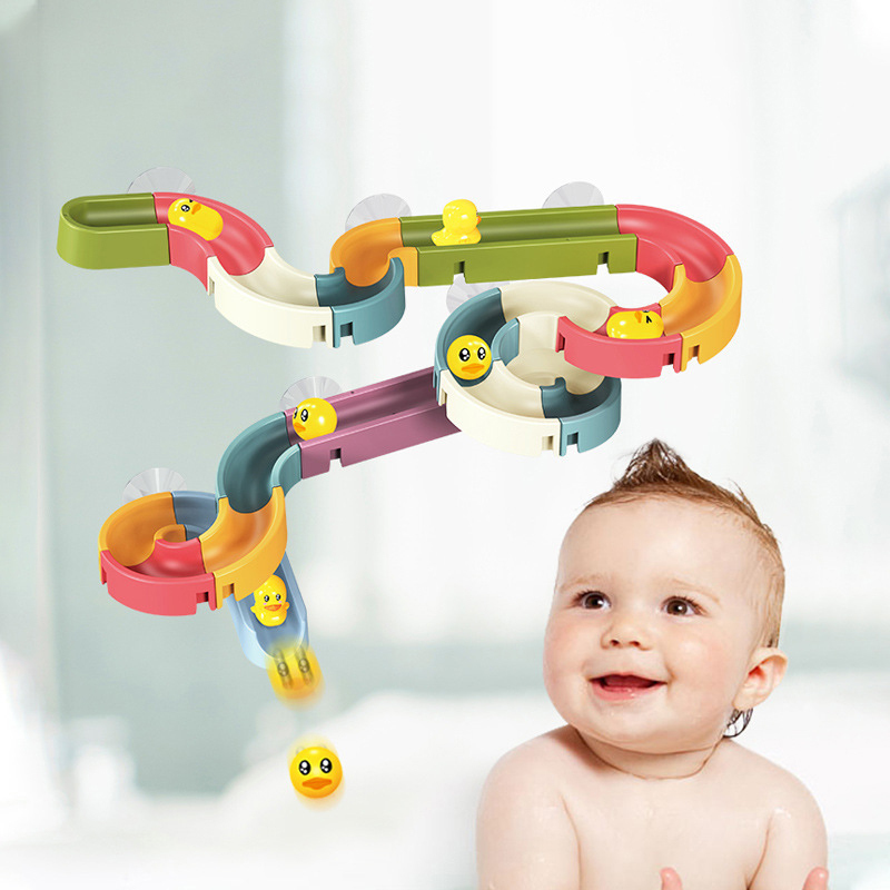 Children's DIY Baby Bath Toys Wall Suction Cup Marble Race Run Track Bathroom Bathtub Kids Play Water Games Toy Set for Children LJ201019