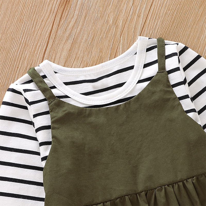 chifuna New Fall stripe T-shirt+overall 2pc Sets Toddler Girl Clothes Toddler Girl Outfits Babygirl Clothes Kids OutfitsX1019