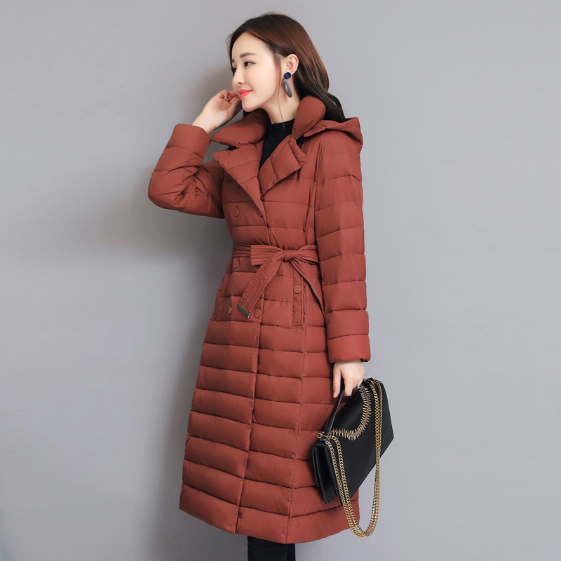 Turn Down Collar Winter Jacket Women Padded Breasted Buttons Thick Ladies Casual Long Parka Outwear Women's Solid Warm Coat 200928
