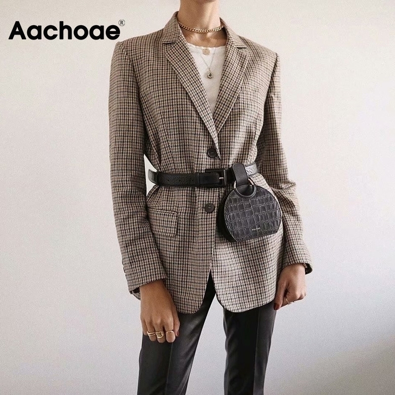 Aachoae Office Ladies Plaid Blazer Long Sleeve Loose Houndstooth Suit Coat Jacket Women Single Breasted Blazers Female 2020 T200716
Aachoae Office Ladies Plaid Blazer Long Sleeve Loose Houndstooth Suit Coat Jacket Women Single Breasted Blazers Female 2020 T200716