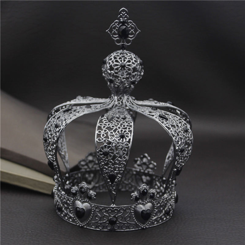 Popular Baroque Gold Silver Vintage Royal King Diadem Prom Party Male Cake Party Prom Wedding Hair Jewelry Man Crown Round T200110