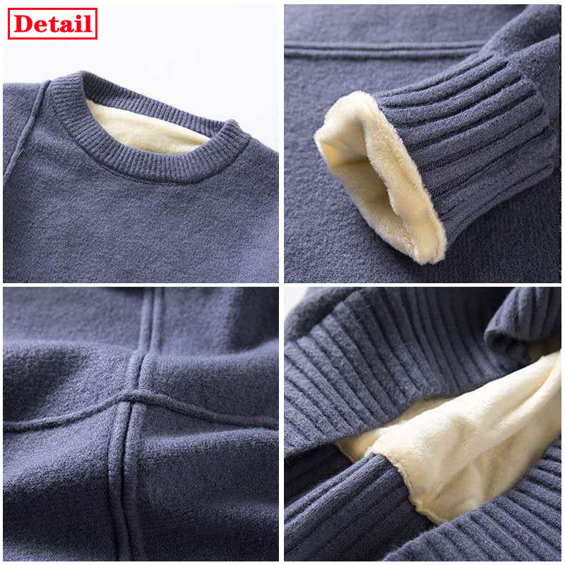 Eachin Cotton Knitted Sweater Men Autumn Winter Fashion Solid Wool Liner Pullovers Mens O-neck Thick Oversized Sweaters 201022