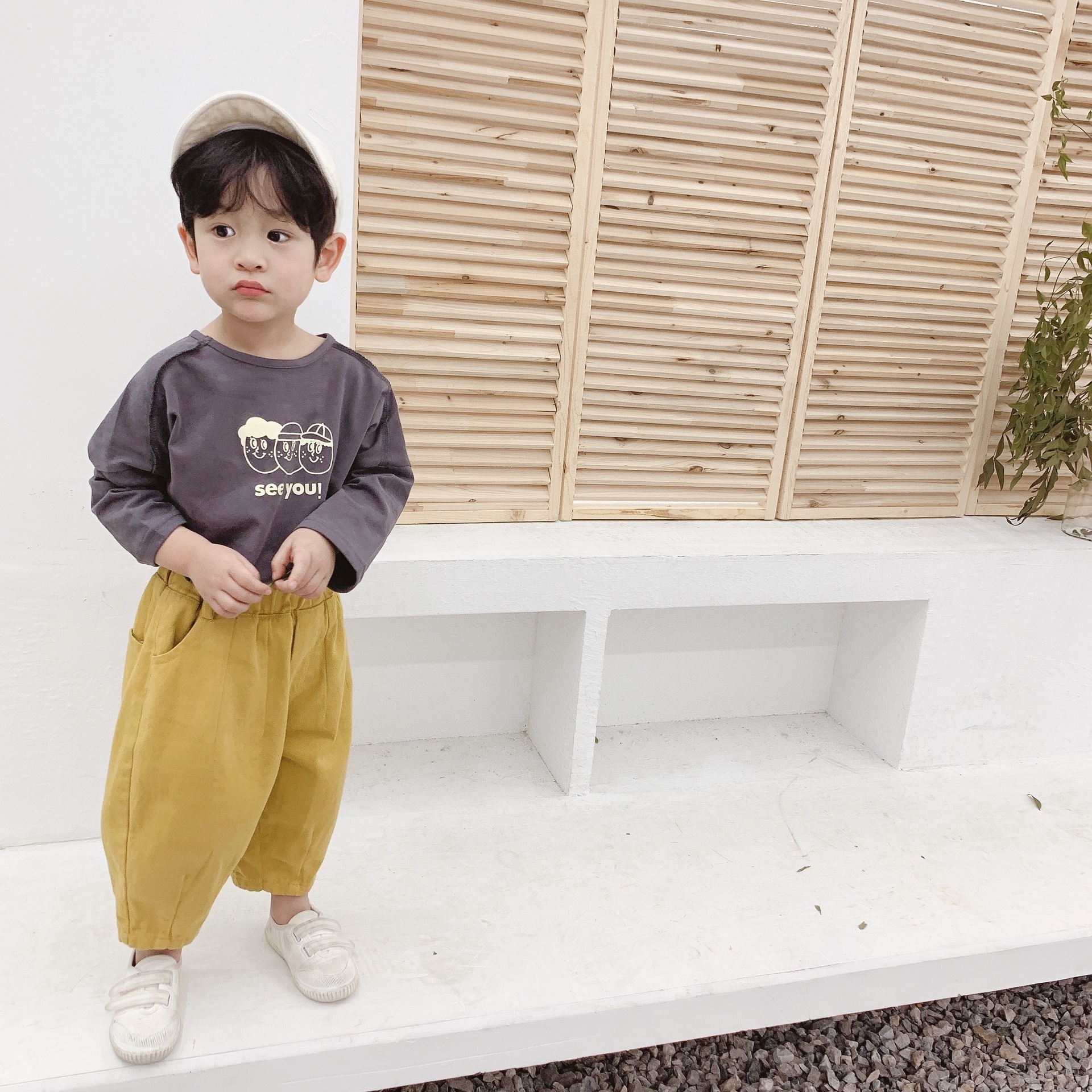 Spring Autumn boys girls Korean style high waist harem pants 1-5 years children solid color all-match ninth pants LJ201019