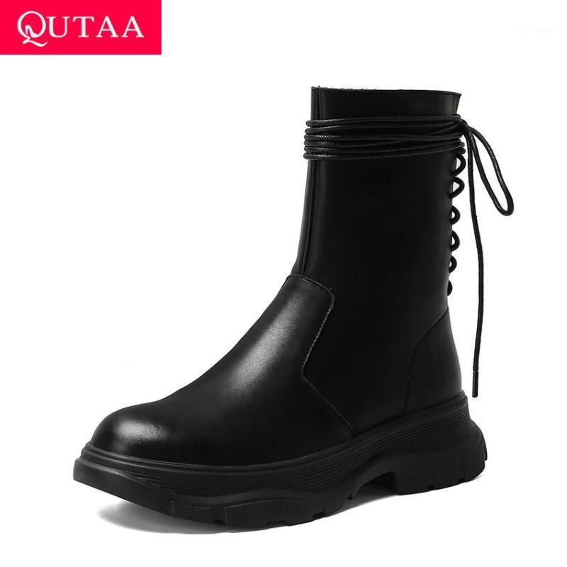 QUTAA 2021 Autumn Winter Lace Up Zipper Ankle Boots Casual Round Toe Short Boots Quality Cow Leather Women Shoes Size 34-411, Black
QUTAA 2021 Autumn Winter Lace Up Zipper Ankle Boots Casual Round Toe Short Boots Quality Cow Leather Women Shoes Size 34-411, Black