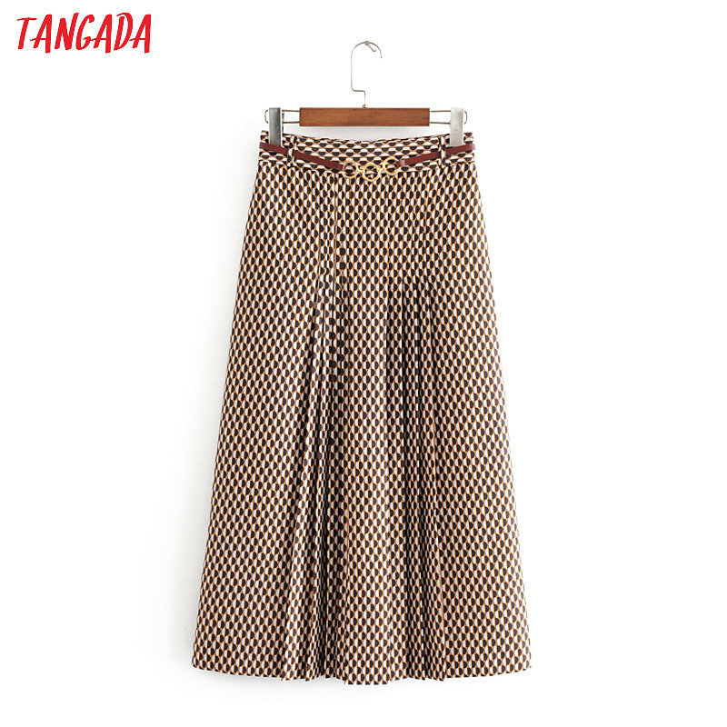 Tangada fashion women geometric print midi skirt for work vintage elegant office ladies skirts with belt 3H144 Y200326, Khaki
Tangada fashion women geometric print midi skirt for work vintage elegant office ladies skirts with belt 3H144 Y200326, Khaki