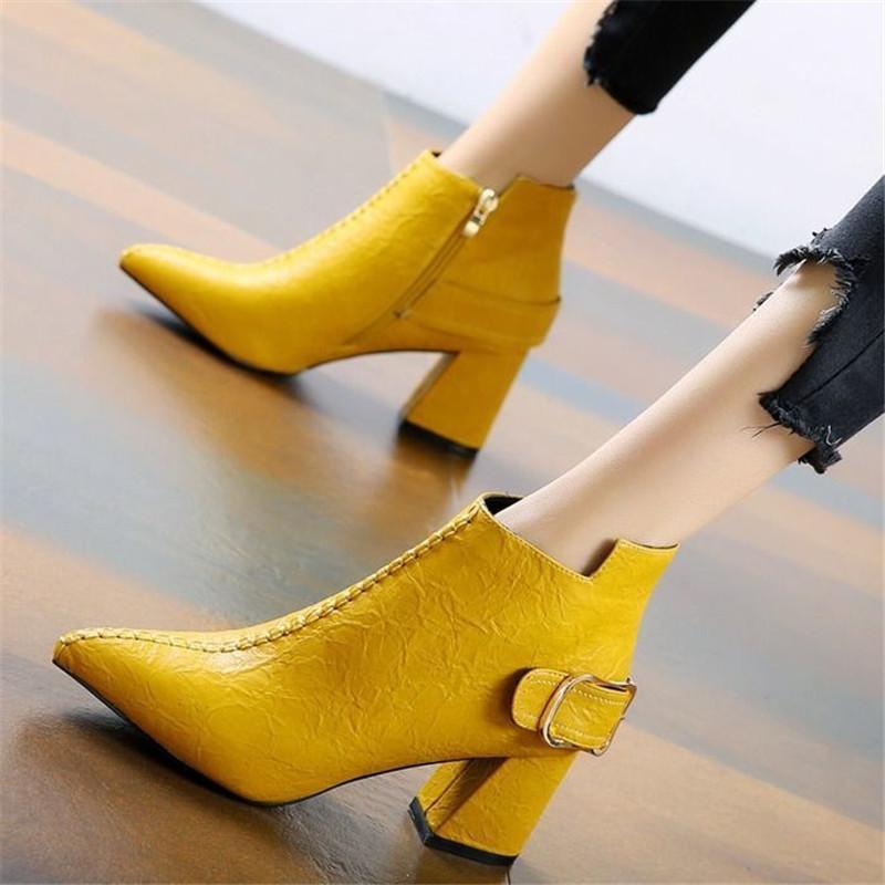 Office Lady Designer Pointed Toe Yellow Ankle Boots Elegant Zipper Buckle Black High Heels Women Fashion Sexy Shoes 2020 New1
Office Lady Designer Pointed Toe Yellow Ankle Boots Elegant Zipper Buckle Black High Heels Women Fashion Sexy Shoes 2020 New1
