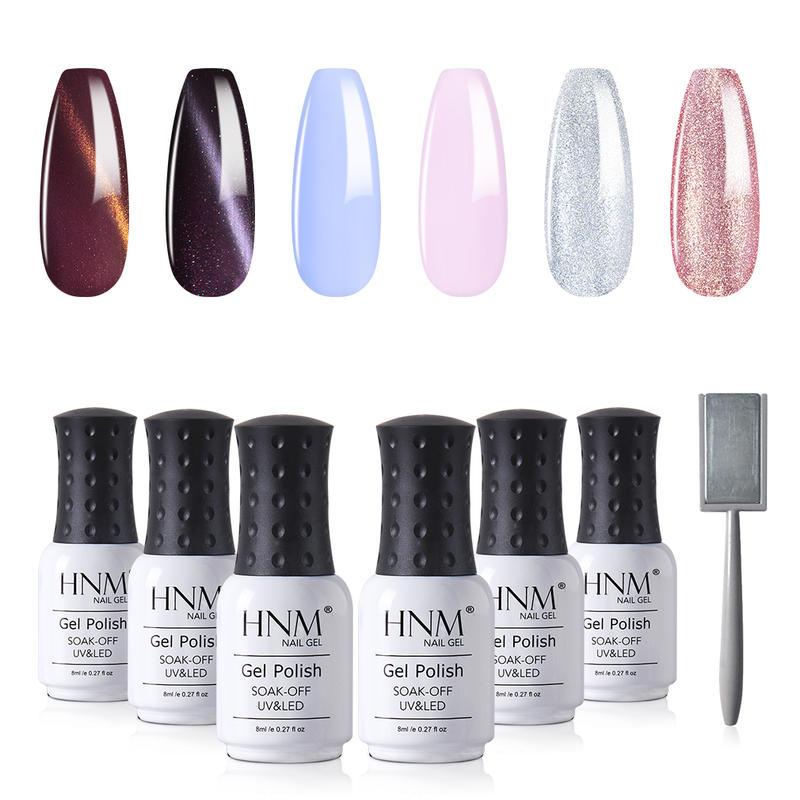 HNM 6Pcs Colorful Nail Gel Polish Kit Cat Eye Gelpolish Primer Color Gel With Magnet UV LED Semi Permanent Soak Off 8ML
HNM 6Pcs Colorful Nail Gel Polish Kit Cat Eye Gelpolish Primer Color Gel With Magnet UV LED Semi Permanent Soak Off 8ML