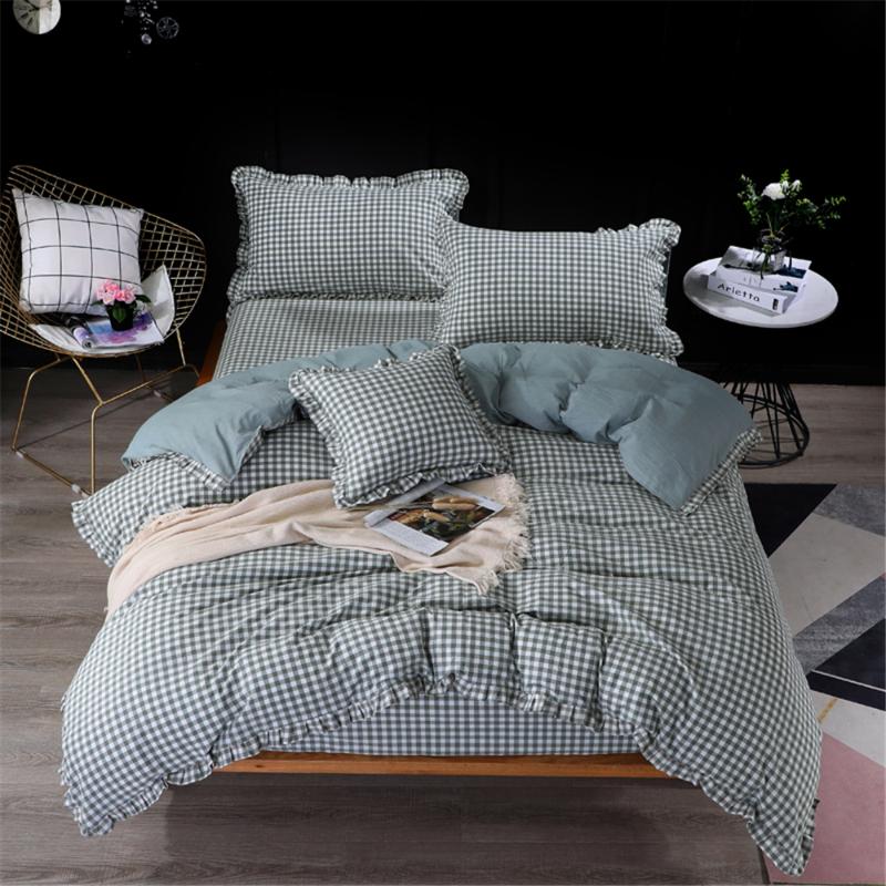 3,4pc Vintage Washed Cotton Fitted Bed Sheets King Queen Size Bedding Set Reversible Green Plaids Duvet Covers Single Bed Linen
3,4pc Vintage Washed Cotton Fitted Bed Sheets King Queen Size Bedding Set Reversible Green Plaids Duvet Covers Single Bed Linen
