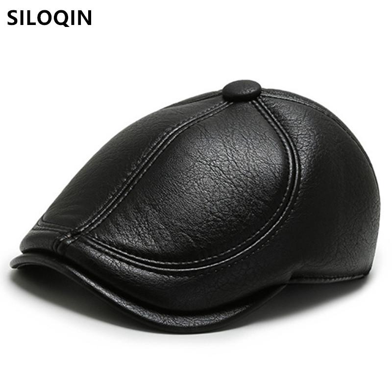 Berets SILOQIN Middle-aged Men's PU Leather Cap Winter Faux Warm Men Thick Earmuffs Hat Adjustable Size Tongue Caps, Black
Berets SILOQIN Middle-aged Men's PU Leather Cap Winter Faux Warm Men Thick Earmuffs Hat Adjustable Size Tongue Caps, Black