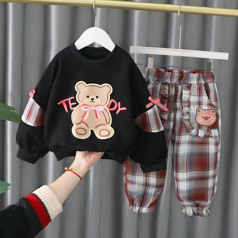Spring Autumn Children 2PCS Toddler Kids Girls Sweatshirt Tops Pants Tracksuit Clothes Set