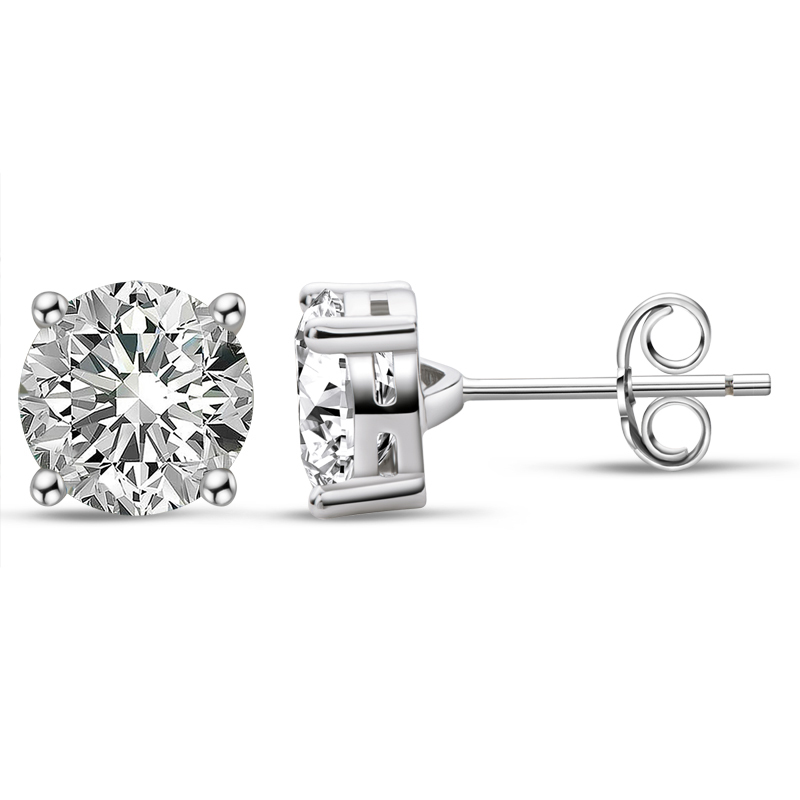 IOGOU Round D Color 8.0MM Diamond Simple Four Claw Earrings For Ladies Classic 925 Sterling Silver Engagement Gift 220216