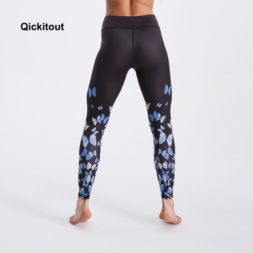 Qickitout New Spring Leggings Black Background Butterfly Printed Leggings High Waist Long Pants Sexy Casual Pants 201202