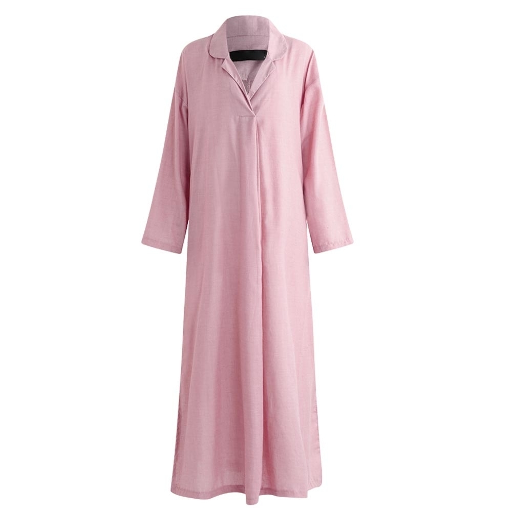 5xl Women Loose Large Size Dresses Shawl Collar Shift Long Sleeve Basic Solid Shirt Dress Autumn Female Maxi Dresses Elegant T200319