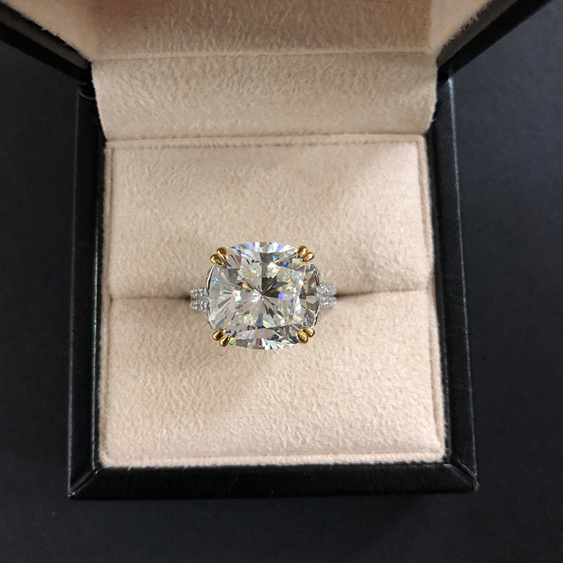 OEVAS 100% 925 Sterling Silver Sparkling Square Pink Yellow White High Carbon Diamond Wedding Rings For Women Fine Jewery Gifts 201112