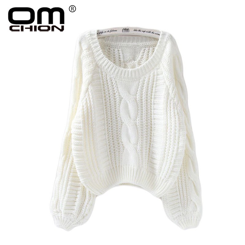 OMCHION Pull Femme 2019 Autumn Winter Twist Soft Women Sweaters And Pullovers Lantern Sleeve Short Sweater Loose Jumper T200319