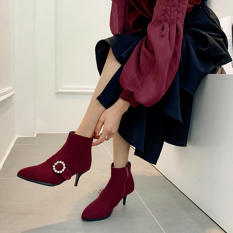 Pointy thin heel women's Boots New boots in autumn and winter 2020 all in one big 40 women's shoes 41-43 short, Wine red
Pointy thin heel women's Boots New boots in autumn and winter 2020 all in one big 40 women's shoes 41-43 short, Wine red