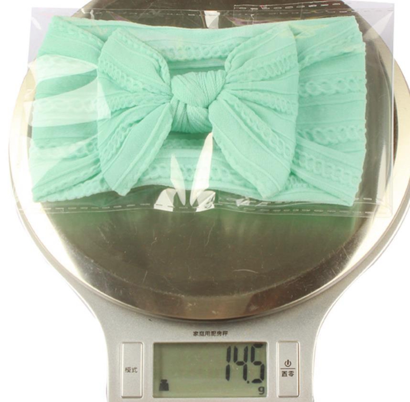Baby Headband Jacquard Bow Knot Turban Nylon Toddler Girls Head Wrap Solid Wide Headwear Hair Accessories 18 Colors DW6381