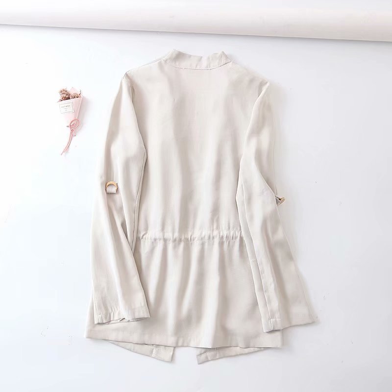 Army Green Trench Coat Women Cardigan Coat 2019 Autumn Asymmetrical Windbreaker Slim Waist Streetwear casacos femininos T200810