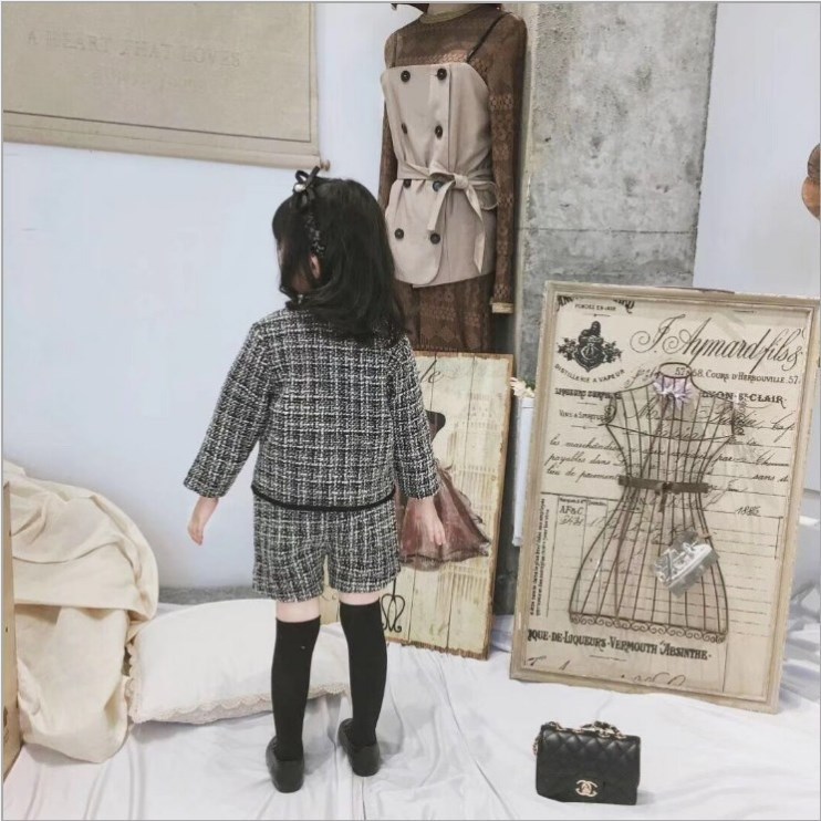 2019 Autumn New Arrival Girls Fashion 2 Pieces Suit Coat+short Girls Sets Girls ClothesX1019