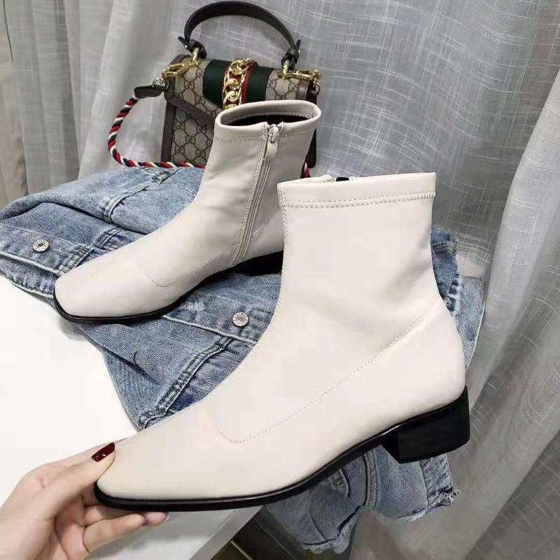 South Korea Women'S Shoes Square Head Short Chunky-Heel Boots Women'S Side Zipper Flat Th Lady Shoes -40, White 618 2
South Korea Women'S Shoes Square Head Short Chunky-Heel Boots Women'S Side Zipper Flat Th Lady Shoes -40, White 618 2