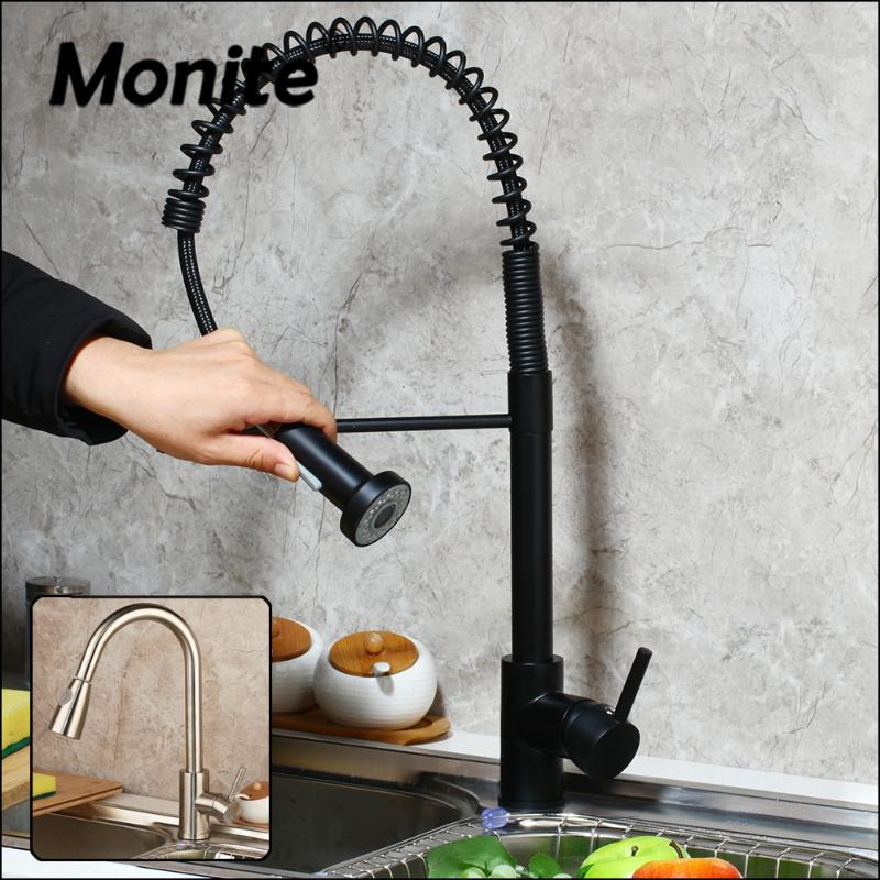 Monite Matte Black Kitchen Faucet Pull Out & Swivel Spring Spray Nickel Brushed Wash Basin Mixer Tap Kitchen Sink Mixer Faucet
Monite Matte Black Kitchen Faucet Pull Out & Swivel Spring Spray Nickel Brushed Wash Basin Mixer Tap Kitchen Sink Mixer Faucet