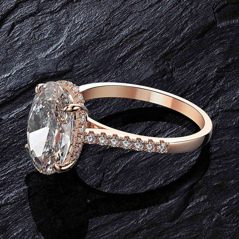 PANSYSEN 9ct Radiant Cut 9*13MM lab Diamond Ring sets for Women Solid 925 Sterling Silver 18K Rose Gold Color Rings 220207