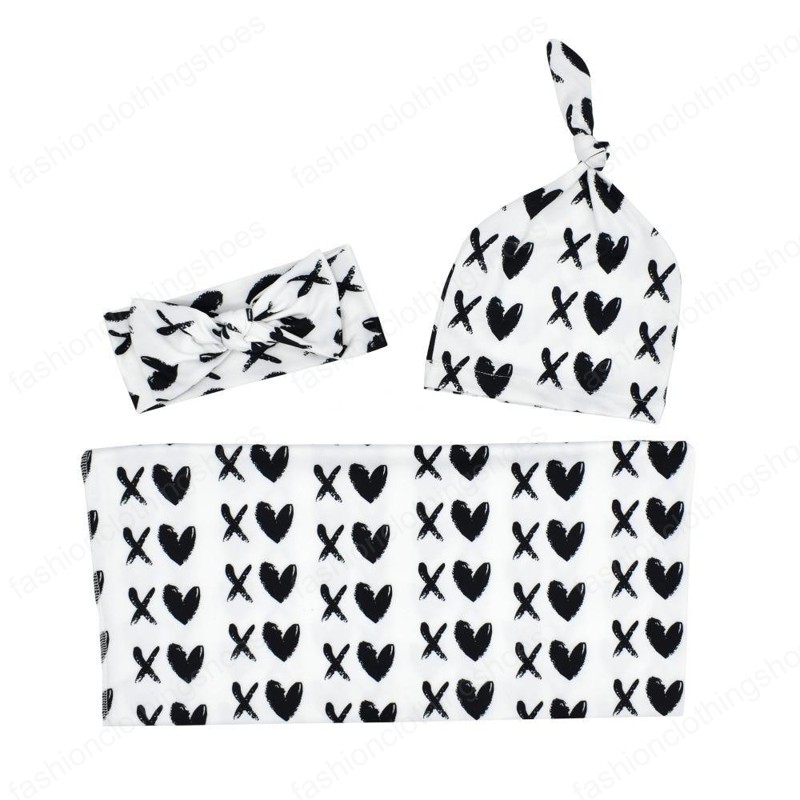 Newborn Baby Swaddle Blanket + Bow Headband + Hat 3pcs/set Sleeping Bags Wrap INS Toddler Dinosaur Sleep Sacks Shark Photography Prop