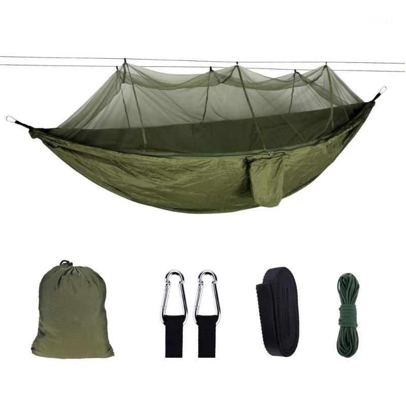 

1-2 Person Portable Outdoor Camping Hammock with Mosquito Net High Strength Parachute Fabric Hanging Bed Hunting Sleeping Swing1