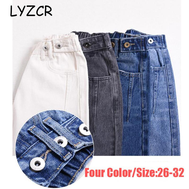 LYZCR Denim Boyfriend Jeans Women Loose High Waist Women's Jeans Boyfriends Ankle Length Ladies Jeans Pants Straight 201105