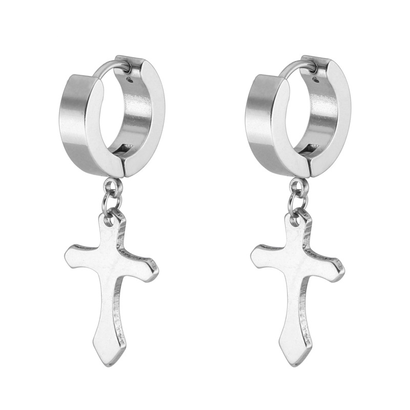 High Quality Cross Stainless Steel Charm Earrings For Women Men Gold Silver Balck Color Earring
