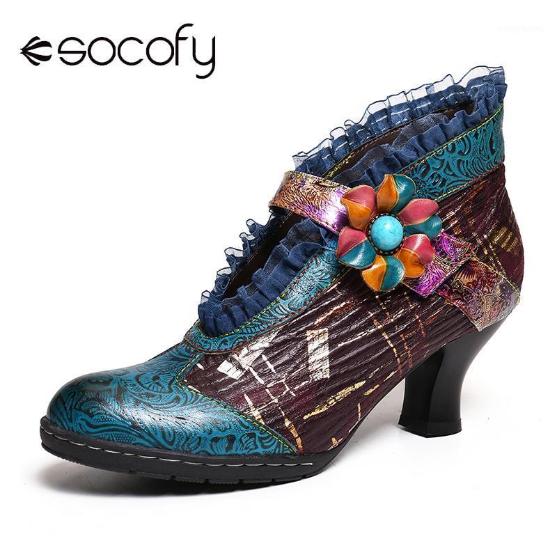 SOCOFY Botas Mujer Boots Lace Genuine Leather Splicing Floral Low Heel Elegant Pumps Ladies Shoes Women Spring 20201, Blue
SOCOFY Botas Mujer Boots Lace Genuine Leather Splicing Floral Low Heel Elegant Pumps Ladies Shoes Women Spring 20201, Blue