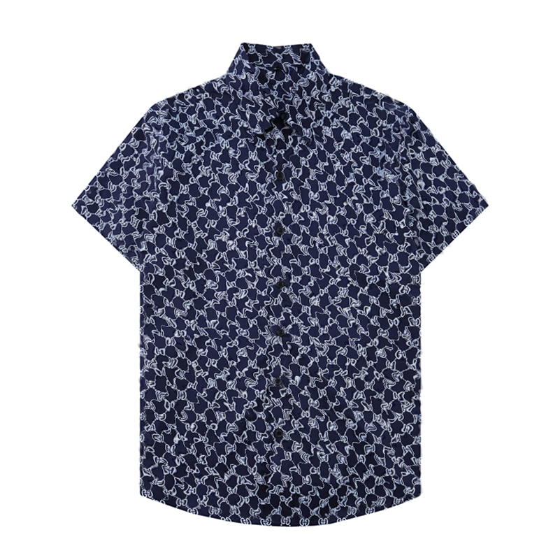 2022 LUXURYS Designers Blouse Shirts Men's Camisas De Hombre Fashion Geometric Letter Print Casual Shirts Men Short Sleeve Turn Down Collar Business Dress Shirt, As the picture shows