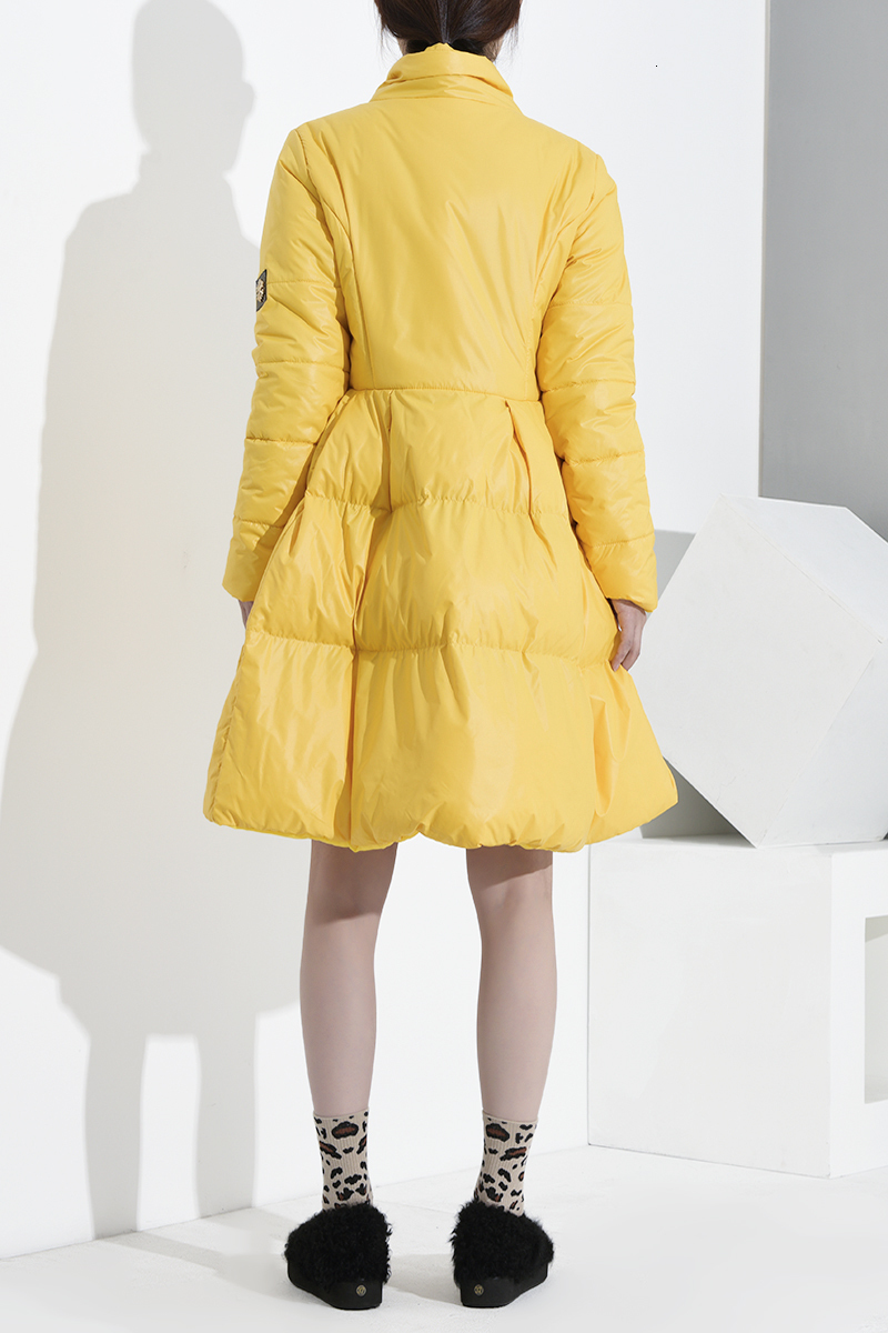 SHENGPALAE 2020 New Winter Autumn Coat Black Stand Collar Large Hem Fashion Women Vintage Keepwarm Thin Jacket FF510 T200114