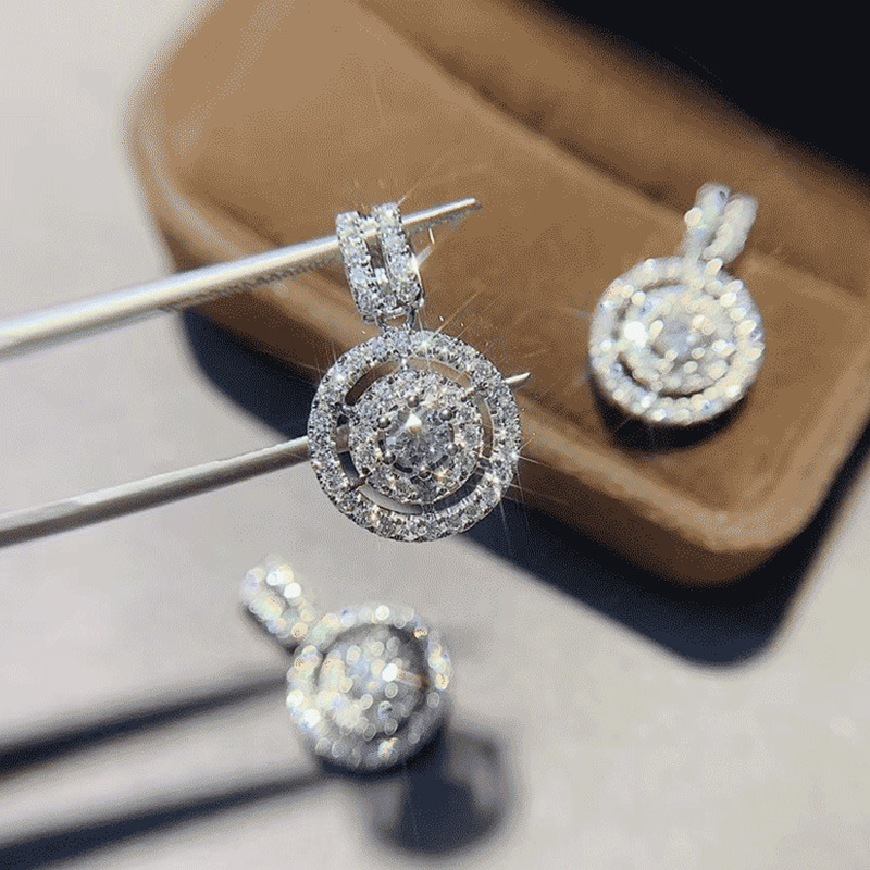 Choucong Brand Circle Pendant Luxury Jewelry Stunning 925 Sterling Silver Round Cut White 3A Cubic Zircon CZ Diamond Gemstones Promise Women Clavicle 