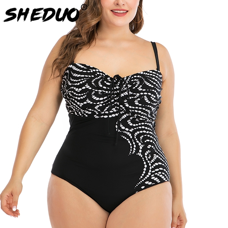 Plus Swimwear Women Monokini Sexy Padded String Bathing Suit Bodysuit Female Large Size Swimsuit 6XL Y200824, Beige