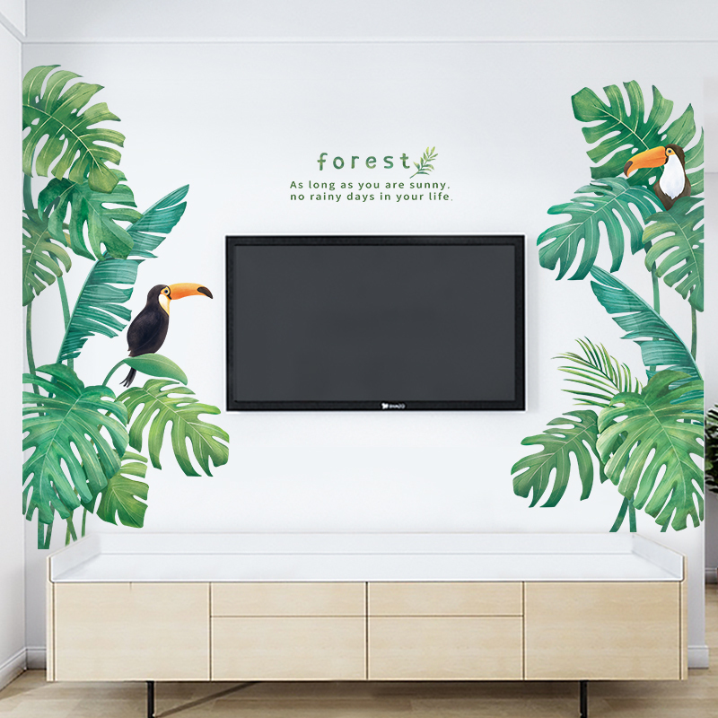 Tropical Leaf Wall Sticker DIY Fresh Green Life Art Decal Door Wall Decoration for Living Room Kitchen Home Decor Room Murals LJ201128