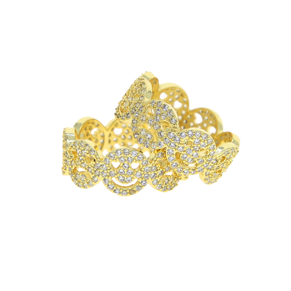 New arrived face ring with cubic zircon stones paved band rings for women lady girl smile happy finger rings jewelry drop ship