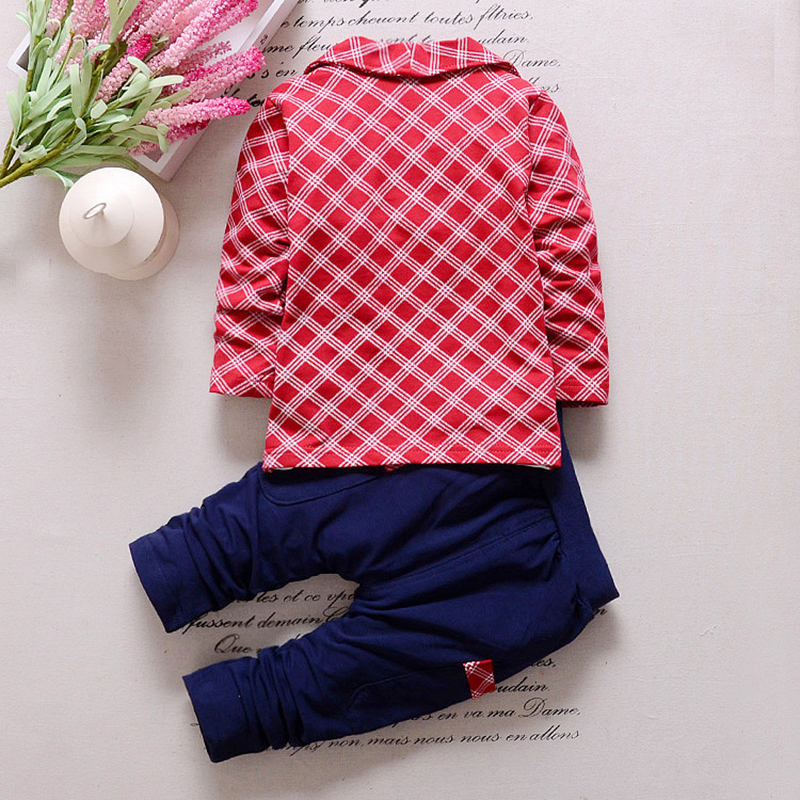 2020 New Toddler Baby Boys Plaid gentlemen Suit Sets Children Style Costume Autumn Formal Party Wearing Clothes Kids Fashion Y1105