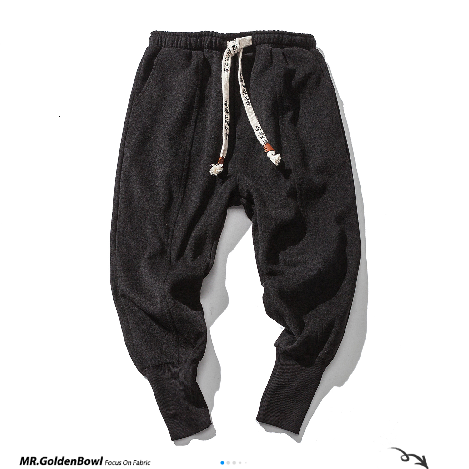 MrGoldenBowl Store Winter Pants Men Mens Harajuku Ankle Banded Joggers Pants Male Streetwear Thick Chinese Style Sweatpants 201027