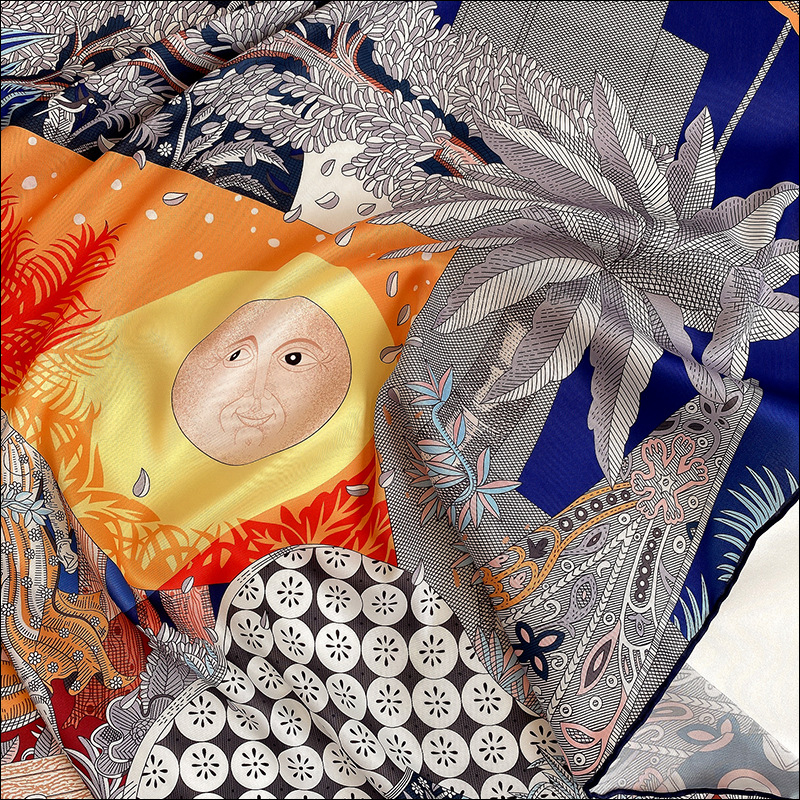 Foulard Satin Scarf Female Silk Head Scarves For Ladies Hand Rolled Scarf 90 Foulard Luxe Curling "A Midsummer Night's Dream