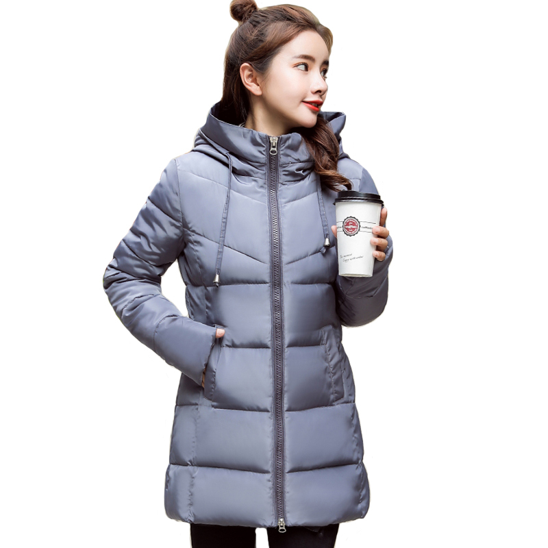 Stand Collar Hooded Women Winter Jacket Slim Cotton Padded Winter Womens Jackets Long Female Coats Parkas Chaqueta Mujer 201026