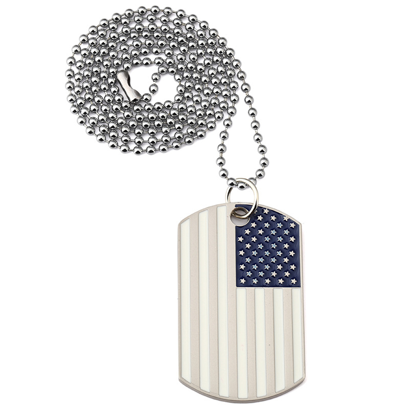 Fashion Stainless Steel Military Tag Trendy USA Symbol American Flag Pendants Necklaces Party Decoration Necklace Creative Gift